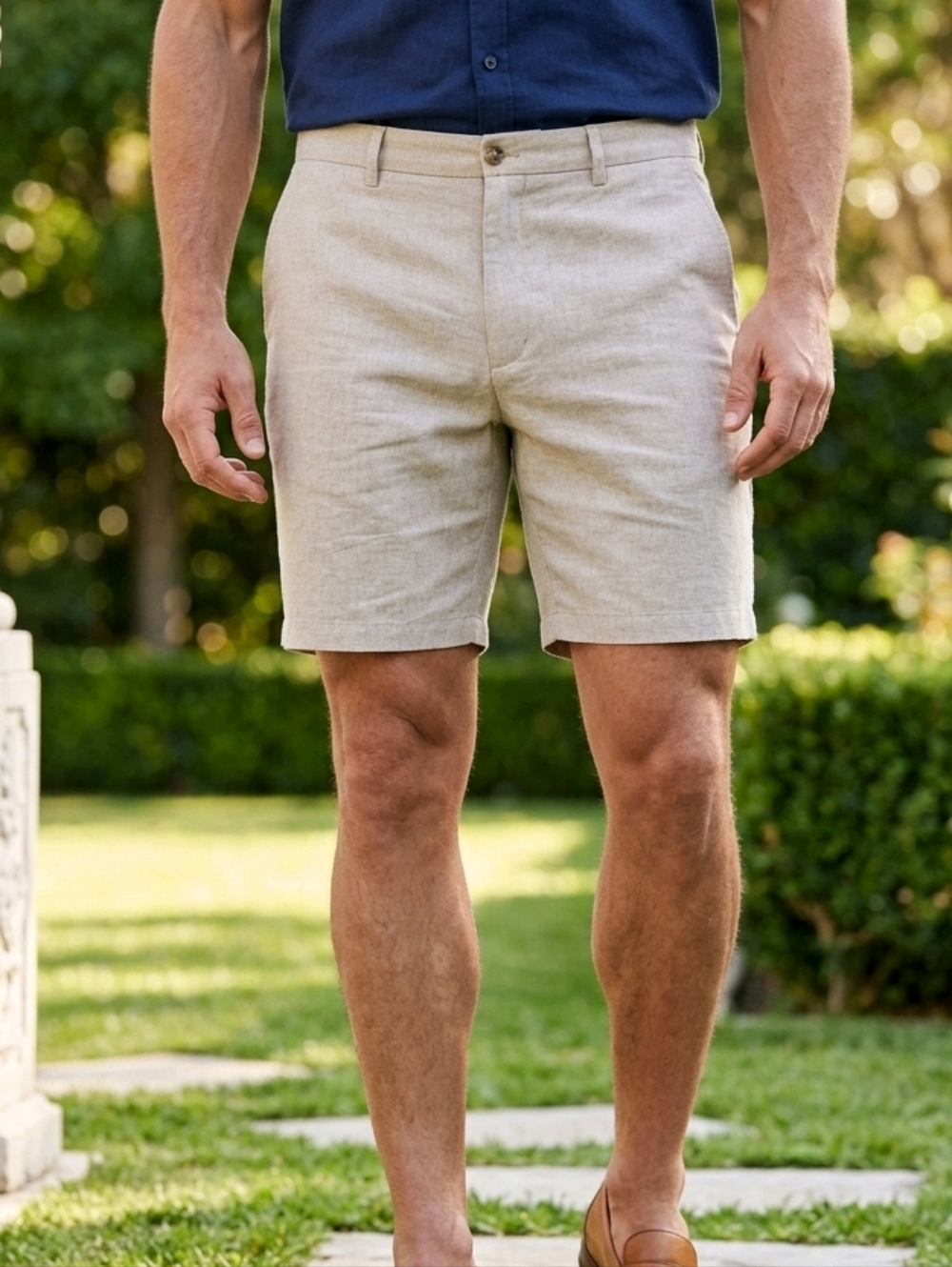 Khaki Golf Shorts 38 Flat Front Stretch Country Club Casual Preppy UPF 50 Travel